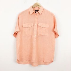 J Crew Baird McNutt Short Sleeve Linen Popover